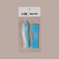 Набор дорожный, 2 предмета: расчёска, щётка, цвет белый/голубой Набор дорожный, 2 предмета: расчёска, щётка, цвет белый/голубой