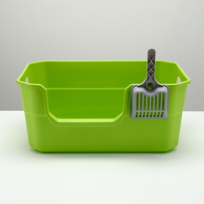 Туалет открытый с боковым входом с совком и фильтром, 50 х 35 х 24 см, зелёный