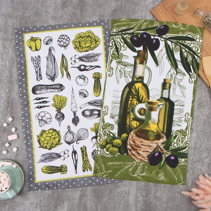 Набор полотенец кух. Доляна Набор полотенец кух. Доляна "Овощи" 35х60 см - 2шт, 100% хл