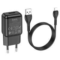 Сетевое зарядное устройство Hoco C96A, 1 USB, 2.1 А, кабель Lightning - USB, 1 м, чёрное Сетевое зарядное устройство Hoco C96A, 1 USB, 2.1 А, кабель Lightning - USB, 1 м, чёрное