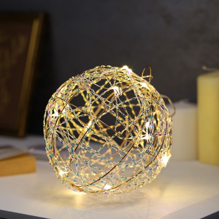 Подвеска световая "Шар плетеный", 15 см, 15 LED, батарейки ААx2 (не в комплекте), свечение тёплое белое
