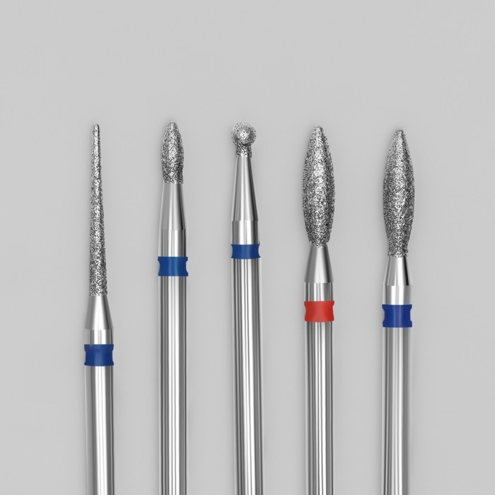 Фрезы алмазные для маникюра, 5 шт, форма и зернистость АССОРТИ Фрезы алмазные для маникюра, 5 шт, форма и зернистость АССОРТИ