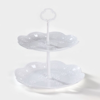 Этажерка-фруктовница круглая &laquo;Вивьен&raquo;, 2 яруса, d=22 см, d=26 см, цвет белый