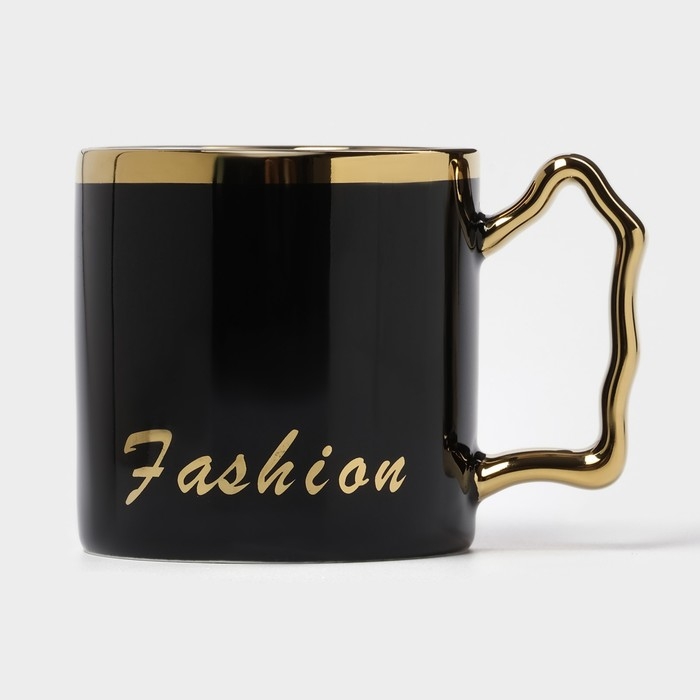 Чайная пара керамическая &laquo;Роскошь&raquo;, 3 предмета: кружка 250 мл, блюдце 23,5&times;13 см, ложка, цвет чёрный