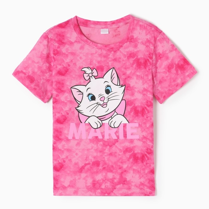 Футболка для девочки "Marie", Коты аристократы, &laquo;Тай-дай&raquo;, рост 98-104 см, цвет розовый