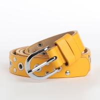 Ремень женский, ширина 2.3 см, люверсы, пряжка металл, цвет жёлтый Ремень женский, ширина 2.3 см, люверсы, пряжка металл, цвет жёлтый