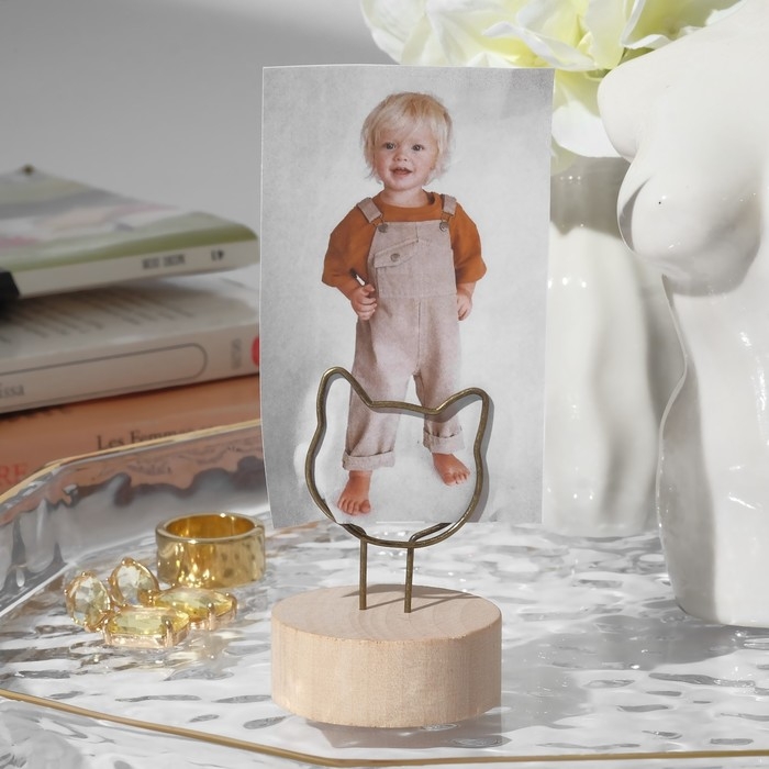 Ценникодержатель с зажимом &laquo;Кот&raquo;, 4&times;4&times;6 см, цвет чернёное золото