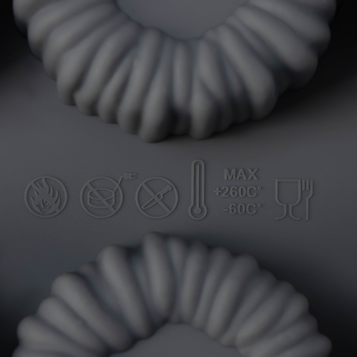 Форма для выпечки и муссовых десертов KONFINETTA «Шарлотт», силикон, 27,5×17,5×2,5 см, 12 ячеек (5×2,5 см), цвет серый Форма для выпечки и муссовых десертов KONFINETTA «Шарлотт», силикон, 27,5×17,5×2,5 см, 12 ячеек (5×2,5 см), цвет серый