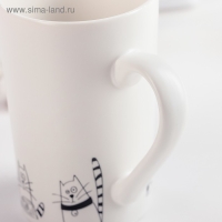 Кружка фарфоровая Доляна &laquo;День кота&raquo;, 380 мл, цвет белый