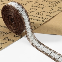 Лента из джута &laquo;Кружево&raquo;, 20 мм, 4,5 &plusmn; 0,5 м, цвет коричневый