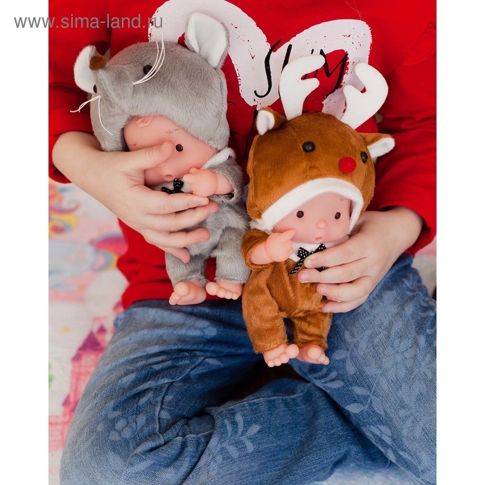 Пупс коллекционный «Крошики: Снежик», в костюме северного оленёнка, 19 см Пупс коллекционный «Крошики: Снежик», в костюме северного оленёнка, 19 см