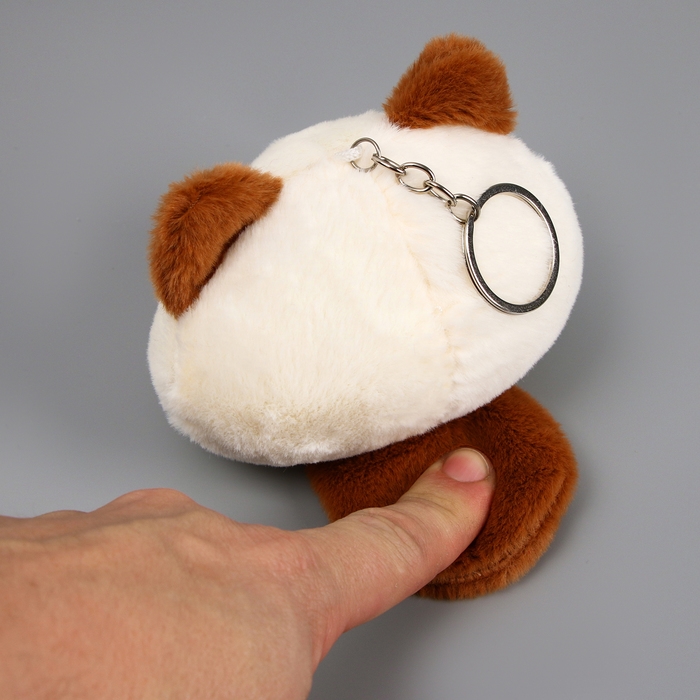 Мягкая игрушка &laquo;Котик-кругляш&raquo; на брелоке, 11 см, цвет бело-коричневый