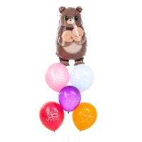 Набор воздушных шаров &laquo;С днём рождения, милый мишка&raquo;, латекс, фольга, 6 шт.