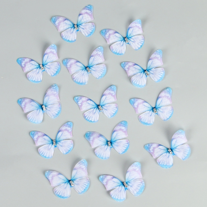 Декор для творчества &laquo;Бабочка&raquo;, двухслойный, набор 12 шт., размер 1 шт. &mdash; 5 &times; 4 см, цвет голубой