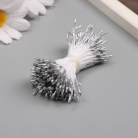 Тычинки для искусственных цветов глянец "Рисинки" серебро набор 360 шт длина 6 см Тычинки для искусственных цветов глянец "Рисинки" серебро набор 360 шт длина 6 см