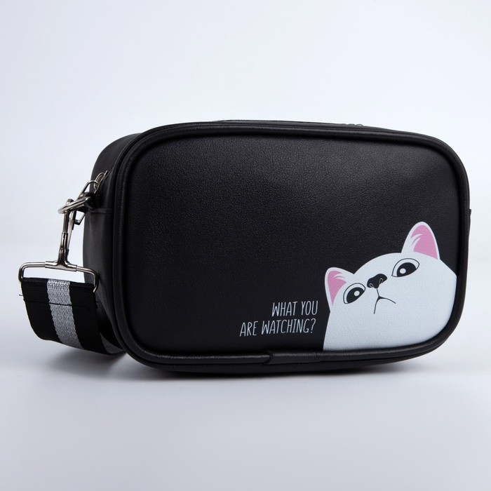 Сумка детская What are you watching?, на ремешке, черная, 18х11х6 см Сумка детская What are you watching?, на ремешке, черная, 18х11х6 см