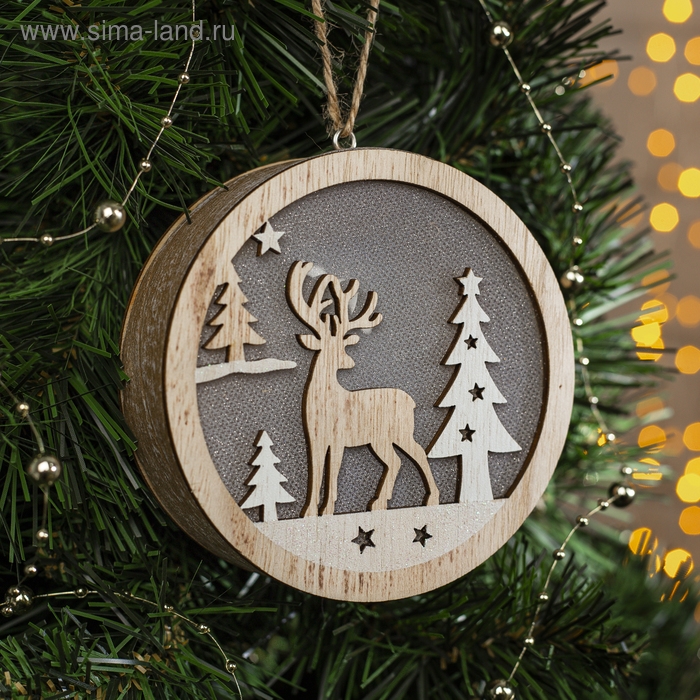 Ёлочная игрушка &laquo;Олень в лесу&raquo;, батарейки АААх2 (не в комплекте), свечение тёплое белое