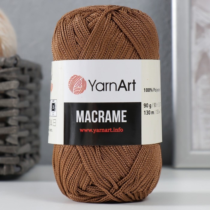 Пряжа Пряжа "Macrame Макраме" 100% полиэстер 130м/90гр (151 коричневый)