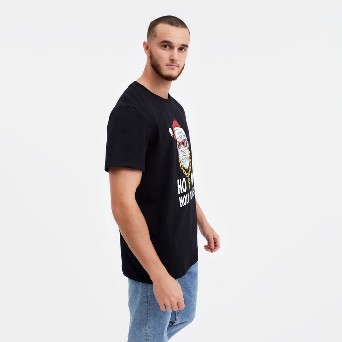 Футболка мужская новогодняя , цвет чёрный, размер 50 Футболка мужская новогодняя , цвет чёрный, размер 50