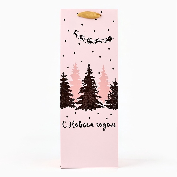 Пакет подарочный новогодний ламинированный под бутылку &laquo;Новогодний сюрприз&raquo;, 13 x 36 x 10