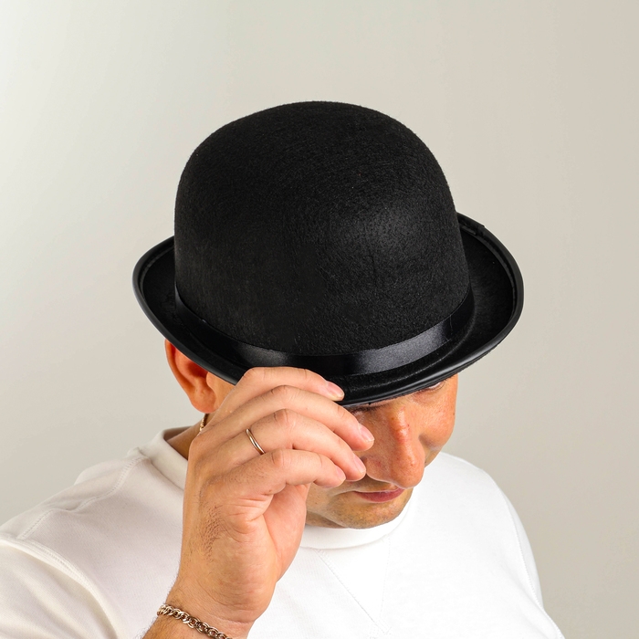 Шляпа котелок, фетр, черный, р. 56–58 Шляпа котелок, фетр, черный, р. 56–58