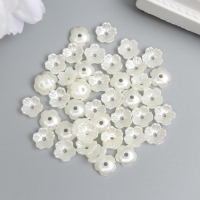 Бусины для творчества пластик "Незабудка" жемчужный набор 40 шт 0,6х0,6 см