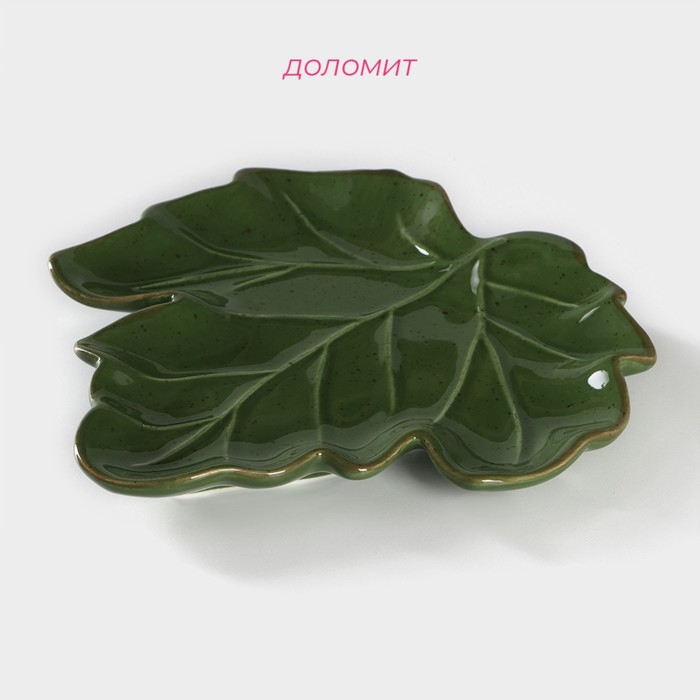 Блюдо сервировочное Доляна &laquo;Лист&raquo;, 20,2&times;2,2 см, цвет зелёный