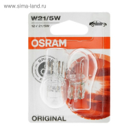 Лампа автомобильная Osram, W21/5W, 12 В, 21/5 Вт, набор 2 шт, 7515-02B Лампа автомобильная Osram, W21/5W, 12 В, 21/5 Вт, набор 2 шт, 7515-02B