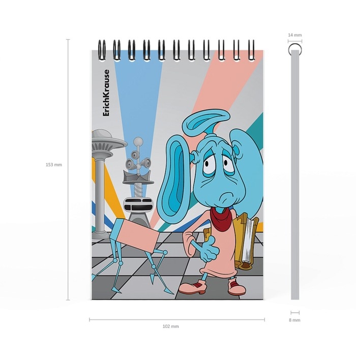 Записная книга А6, 80 листов в клетку на спирали ErichKrause "Тайна третьей планеты", 4В, микс