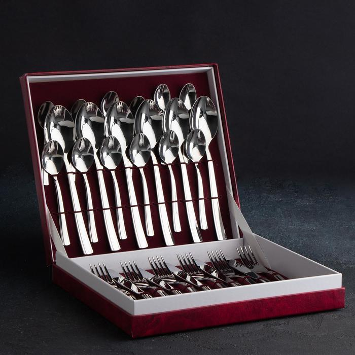 Набор столовый «Торжество», 30 предметов, толщина 2 мм, декоративная коробка, цвет серебряный Набор столовый «Торжество», 30 предметов, толщина 2 мм, декоративная коробка, цвет серебряный