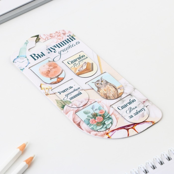 Закладки магнитные на подложке «Учителю: Вы лучший учитель», 6 шт. Закладки магнитные на подложке «Учителю: Вы лучший учитель», 6 шт.