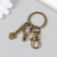 Брелок металл с карабином "Инструменты" бронза 7 см