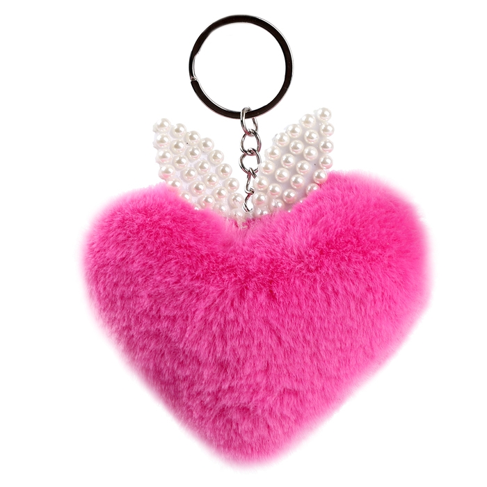 Брелок &laquo;Сердечко&raquo; с ушками, 7 см, цвет фуксия