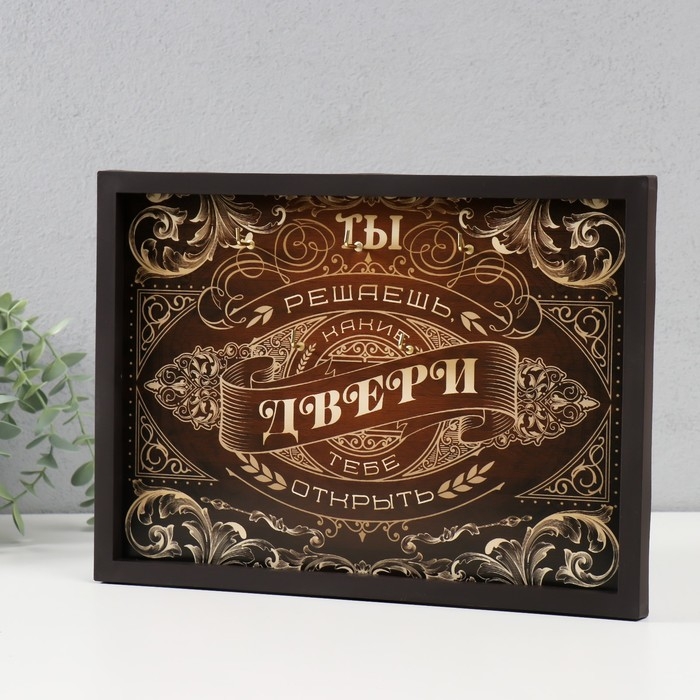 Ключница открытая "Ты решаешь какие двери открывать"  5 крючков,  23х32 см