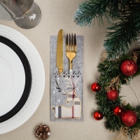 Конверт для столовых приборов &laquo;Олень&raquo; 8,5х21 см, 100% п/э, фетр