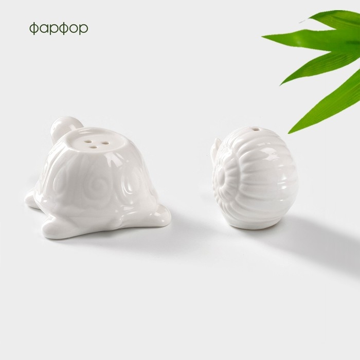 Набор фарфоровый для специй BellaTenero &laquo;Черепаха и улитка&raquo;, 2 предмета: солонка, перечница, 40 мл, цвет белый