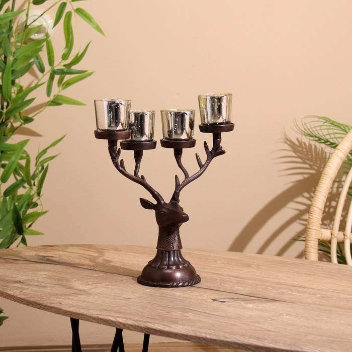 Подсвечник на 4 свечи Подсвечник на 4 свечи "Олень" алюминий 26х13х30 см