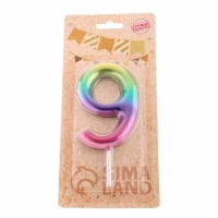 Свеча в торт "Акварель", цифра 9, 9 см, ГИГАНТ Свеча в торт "Акварель", цифра 9, 9 см, ГИГАНТ