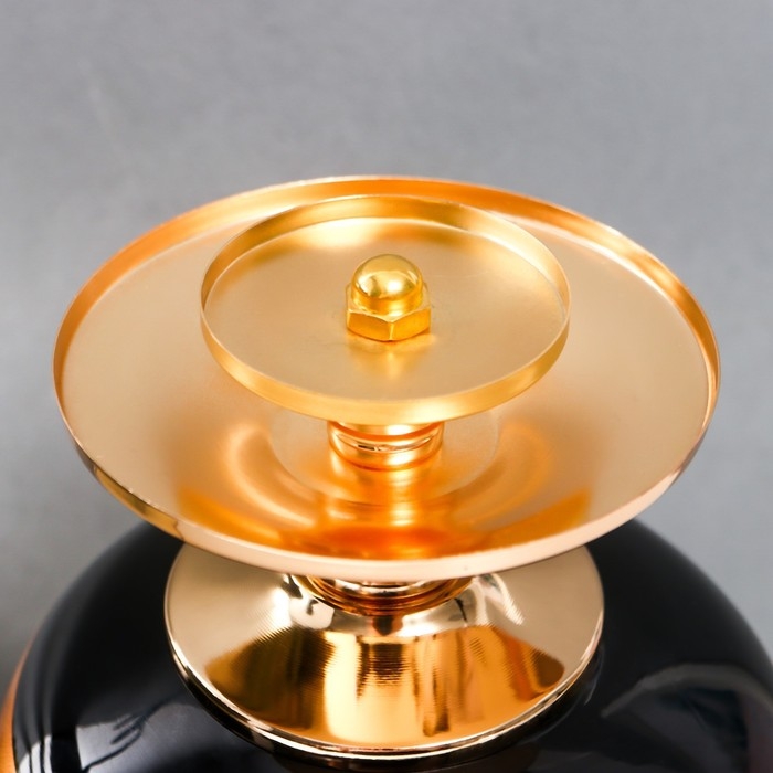 Подсвечник металл, стекло на 1 свечу Подсвечник металл, стекло на 1 свечу "Мираж" золото с чёрным 42х17х17 см