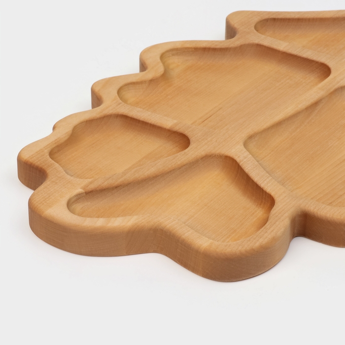 Менажница деревянная авторская Adelica &laquo;Дубовый лист&raquo;, 35&times;20&times;1,8 см, пропитана минеральным маслом, берёза