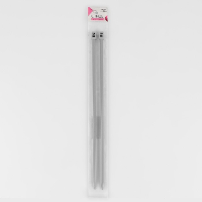 Спицы для вязания, прямые, с тефлоновым покрытием, d = 7 мм, 35 см, 2 шт Спицы для вязания, прямые, с тефлоновым покрытием, d = 7 мм, 35 см, 2 шт