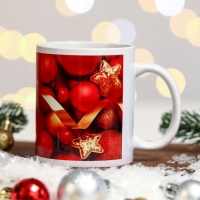 Кружка &laquo;С Новым Годом!&raquo; игрушки, красный фон, 320 мл
