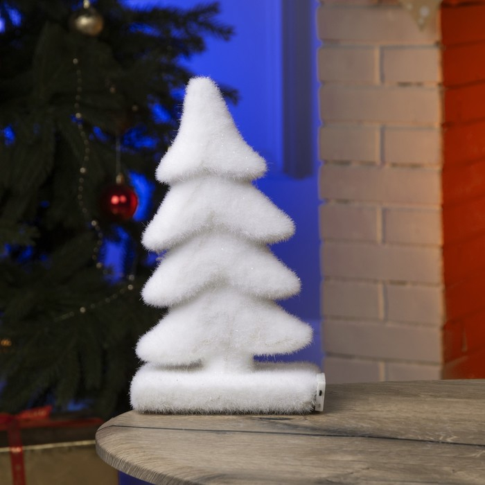 Светодиодная фигура &laquo;Ёлочка&raquo; 20 &times; 25 &times; 12 см, флок, батарейки CR2032х2 (в комплекте), свечение тёплое белое