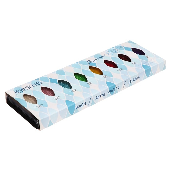 Краски акварельные, перламутровые, + кисть, в пластиковой коробке, 8 цветов