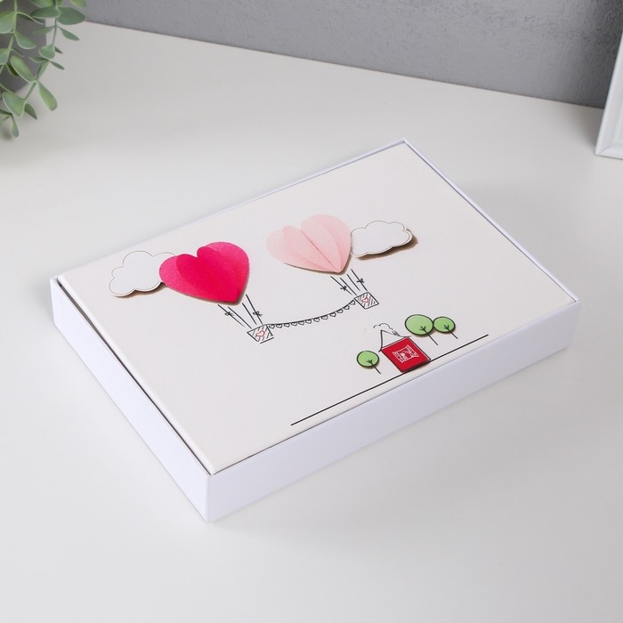 Фотоальбом на 50 фото 15х21 см "Полёт воздушных шаров" кожзам, в коробке 4х26х18,5 см