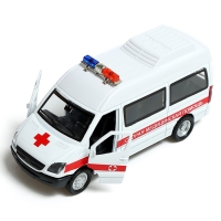 Машина металлическая &laquo;Скорая&raquo;, 1:32, свет и звук, инерция, открываются двери