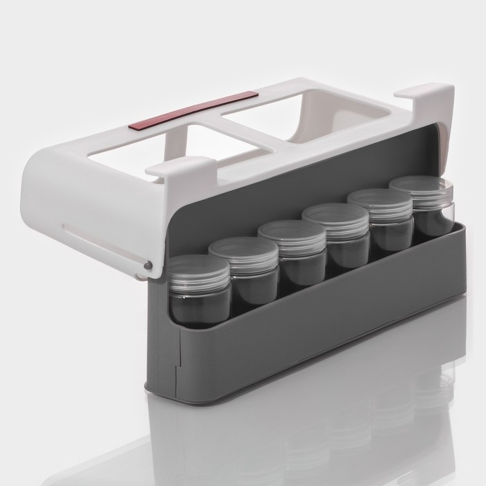 Органайзер подвесной для сыпучих продуктов в комплекте с банками, 6 шт (125 мл), 32×13,5×9,5 см Органайзер подвесной для сыпучих продуктов в комплекте с банками, 6 шт (125 мл), 32×13,5×9,5 см