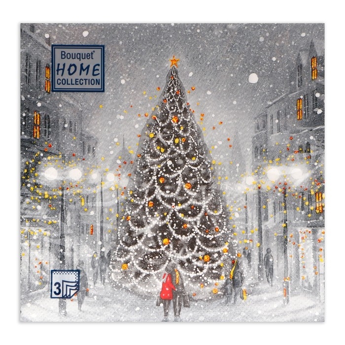 Новогодние салфетки бумажные Home Collection &laquo;Волшебная ночь&raquo;, 3 слоя, 33х33, 20 шт.