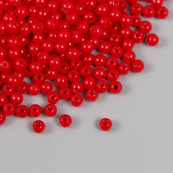 Набор бусин "Жемчуг" d 4 мм, 250 гр, красный