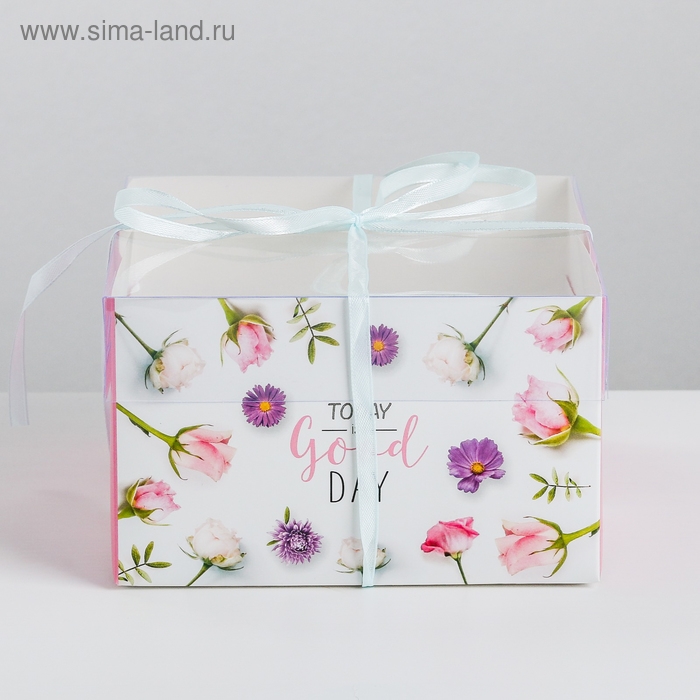 Коробка для капкейков, кондитерская упаковка, 4 ячейки &laquo;Today is a good day&raquo;, 16 х 16 х 10 см